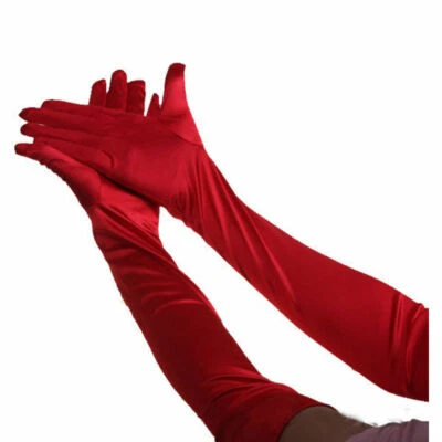 Guantes largos de satén para boda noche fiesta noche vestido graduación ópera guantes para mujer Foto 1 de 4