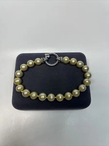 Barbara Bixby Sterling Silver & 18k Pearl & Blue Topaz Hinged Clasp Bracelet - Picture 1 of 11