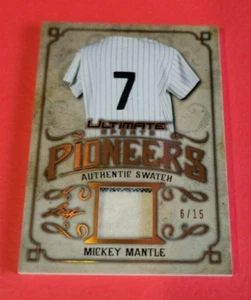 MICKEY MANTLE GAME USED JERSEY CARD #d6/15 2019 LEAF ULTIMATE NEW YORK YANKEES - Picture 1 of 2