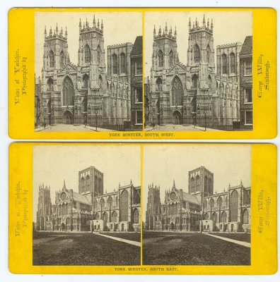 G1271~ ENGLAND – 2 York Minster c.1860s Stereoviews – by George Willis - Image 1 of 2