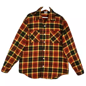 Vntg Big Mac JCPenney Flannel Long Sleeve Men's Size L Multi Plaid 70's Retro - Picture 1 of 14