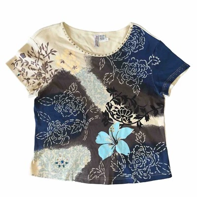 Lentejuelas vintage Sun Streak de Newport News para mujer L con cuentas florales pintadas a mano Foto 1 de 4