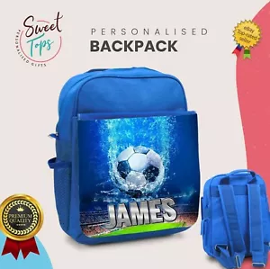 PERSONALISIERTER RUCKSACK KINDER JEDER NAMEN ZURÜCK ZUR SCHULE JUNGEN MÄDCHEN GESCHENK | FUSSBALL - Bild 1 von 1