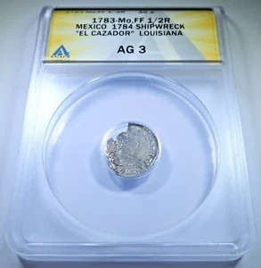 1783 El Cazador Shipwreck Mexico 1/2 Reales Genuine Spanish Colonial Pirate Coin - Picture 1 of 2