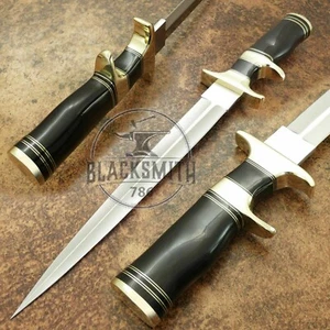 Cuchillo Daga D2 Personalizado Hecho a Mano 18" con Mango de Cuerno de Toro Funda de Cuero - Imagen 1 de 5