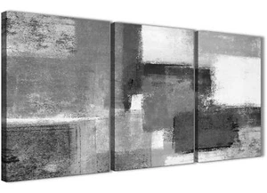3 Panel Black White Grey Dining Room Canvas Art Decor - Abstract 3368 - 126cm - Picture 1 of 5