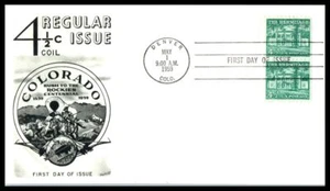 1959 The Hermitage Denver 4.5c Sc 1059 coil line pair FDC Fleetwood cachet (L10 - Picture 1 of 1