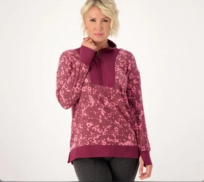 Pullover Henley Cuddl Duds Comfortwear media cremallera talla M sello rojo A517667 Foto 1 de 3