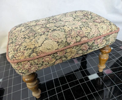 Hocker Vintage Holz Leder Schemel Fußbank Shabby Chic Landhaus Fußhocker - Bild 1 von 4