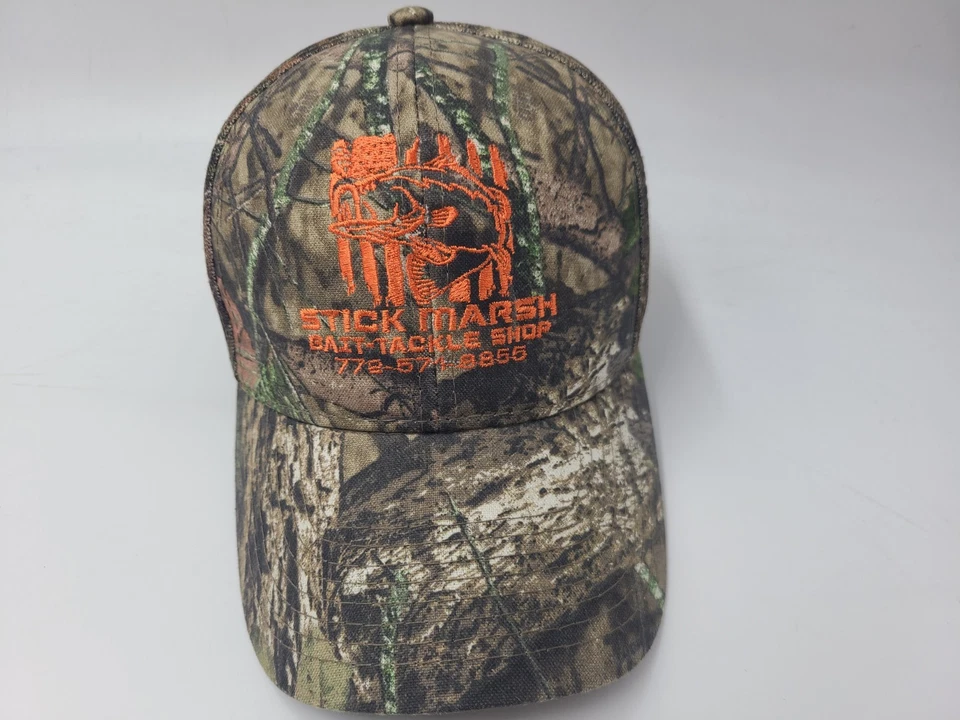 Stick Marsh Bait Tackle Shop Camo Mesh Trucker Snapback Hat Cap Fellsmere FL Men - Image 1 of 4