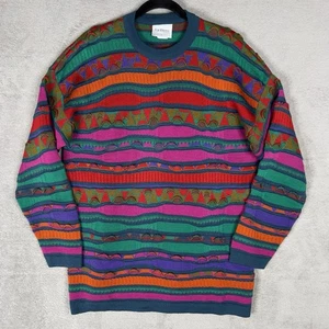 Vtg La Dame 1990s 3D Knit Sweater Coogi Like Australia Large Multicolor Hip Hop - Picture 1 of 10