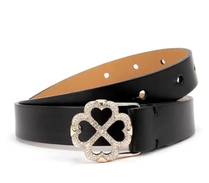 KATE SPADE NEW YORK WOMEN FLOWER LOGO BUCKLE LEATHER BELT KS2000717 - Picture 1 of 3
