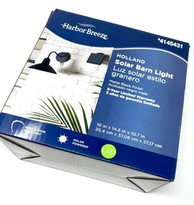 Harbor Breeze Solar LED Barn Light 10.63-in Black Outdoor Wall Light W Bulb NEW - Picture 1 of 12