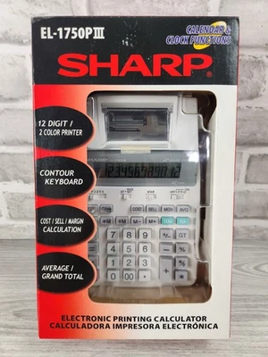 Sharp EL-1750P III Printing Calculator 2 Color 12 Digit Calendar & Clock NIB #1 - Image 1 of 4