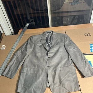 Claiborne Men's Plaid Wool Silk Sport Coat 42R, Gray Blue Jacket, Formal Jacket - Picture 1 of 15