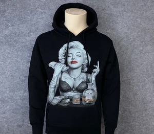 Marilyn Monroe All Hustle Hoodie Mens Small Graphic Pullover Black Tequila - Picture 1 of 7