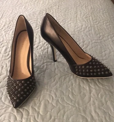 Nuevo Diesel Picaresco Puntera Tachonada Edgy Cuero Negro Zapatos de salón Tacones Talla 7.5 Foto 1 de 4