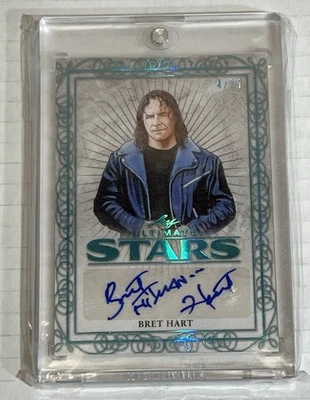 2020 Leaf Ultimate 摔跤明星 Bret Hart 亲笔签名 #4/15 — 第 1/2 张图片