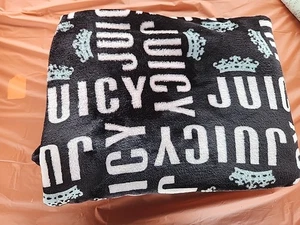 Juicy Couture Home Soft Fleece Throw Blanket ONYX Black Crowns Stars Hearts - Picture 1 of 7