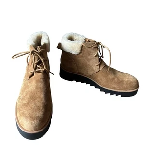 Eileen Fisher Women's 9 Kenille Sport Suede Wedge Bootie Shearling - Picture 1 of 9