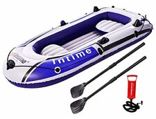 4 Person Inflatable Boat Canoe - 9FT Raft Inflatable Kayak with Air Pump Rope