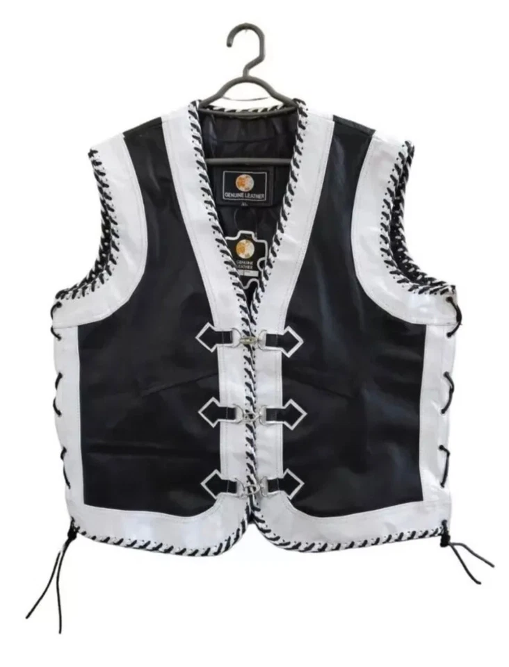 Chaleco de cuero para motocicleta Chaleco de cuero trenzado para motociclista Foto 1 de 4