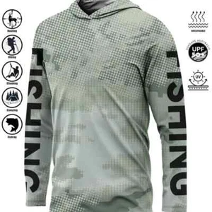 Angelshirt Kapuze Outdoor UV-Schutz Große Größe Mann Camouflage Druck - Bild 1 von 35