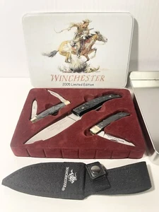 Winchester 2005 Limited Edition 3 Pocket Knife Set TIN BOX DISPLAY With Sheath - Picture 1 of 15