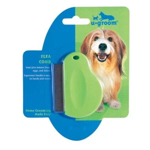 Antipulci Pettine Plastica Verde Sagomato Impugnatura Acciaio Pin 7.6cm Cane - Picture 1 of 3