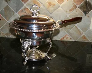 Vintage Sheridan Taunton Silversmiths Server Warmer E. P. Brass Sterling Silver - Picture 1 of 11