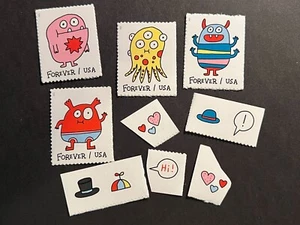 MESSAGE MONSTERS - 2021 - 4 Singles + ~ 7 assorted messages - Scott # 5636-39 - Picture 1 of 3