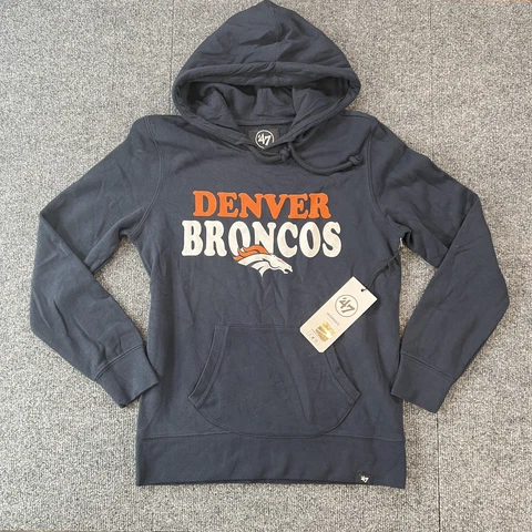 '47 Brand Womens Medium Denver Broncos Blue Long Sleeve Hoodie New with Tags Cover