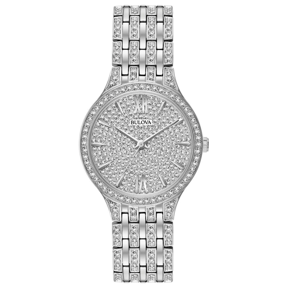 Bulova Stainless Steel Women's Pave Silver Wristwatch - 96L243