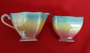 Vintage 1940's Royal Winton Lustre Rainbow Cream & Sugar. Beautiful Glaze - Picture 1 of 8