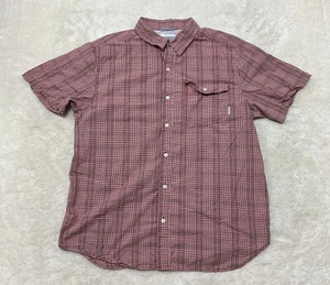 Columbia Mens Size L Red Plaid Short Sleeve Button Up Shirt - Picture 1 of 10