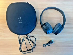 Belkin Bluetooth Noise Cancelling Headphones w/Case USB Micro, AUX Black - Picture 1 of 4