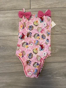 NWT Girls Size 10 Submarine 1 Piece Swimsuit Cupcakes Pink Bathing Suit - Picture 1 of 2
