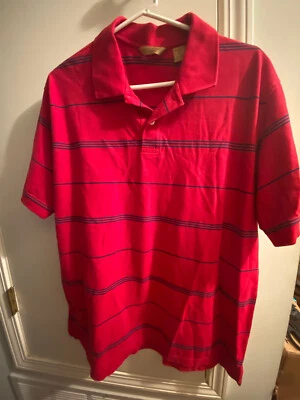 Merona Size 2XL Men's Red with Blue & White Stripes Polo Shirt Excellent - Image 1 of 4