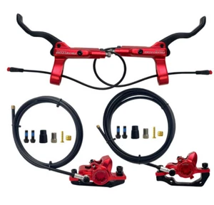 SwishTi eBike Bicycle Hydraulic Disc Rotor Bike Brake Set w/Power Cut-off in Red - Picture 1 of 3