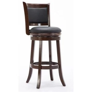 Boraam Wood Augusta Bar Height Swivel Bar Stool in Cappuccino Finish - Picture 1 of 9
