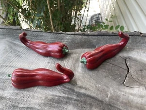 Vintage Set Of 3 cast-iron red chili pepper hooks rustic kitchen decor 6”L - Picture 1 of 10