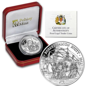BRITISH ANTARCTIC TERRITORY £2 2018 Silver Proof 150th Anniv.Robert Falcon Scott - Picture 1 of 4
