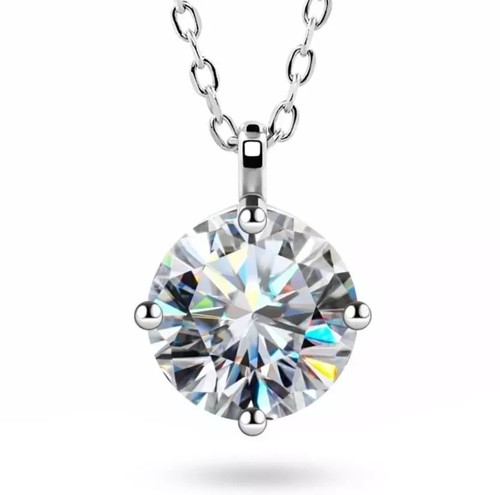 OFF WHITE Ciondolo solitario in moissanite bianco sporco certificato 2 50 ct in argento 925