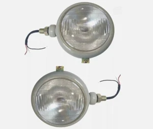 Pair Of 12V Grey Head Lamps HedLights Fits Ford 2N 8N 9N 600 800. - Picture 1 of 4