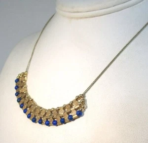 "Collar único de oro amarillo de 14K y lapislázuli 8,3 gramos 16"" de extremo a extremo" - Imagen 1 de 5