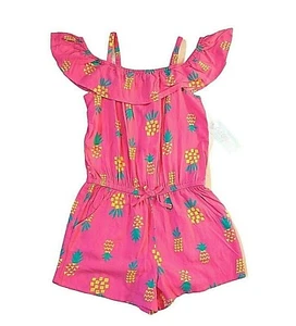 Cat & Jack Pineapple Print 1 Pc Spaghetti Strap Romper Pink Girls 10-12 - Picture 1 of 2