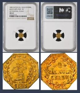 Scarce 1883 California Gold Miner W/Pick Axe Token / NGC MS63 Original HR6 - Picture 1 of 6