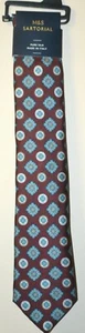 MENS M&S SARTORIAL PURE SILK TIE BROWN MIX RRP £30 - BNWT - Picture 1 of 6