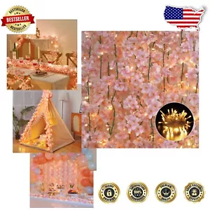 Multi-Functional Cherry Blossom Garland with Warm LED Lights - Perfect for Decor - Picture 1 of 11