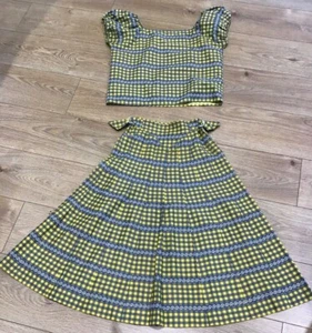True Vintage 50's Gingham Print Top & Skirt, from Miami, Florida - Small Size - Picture 1 of 10